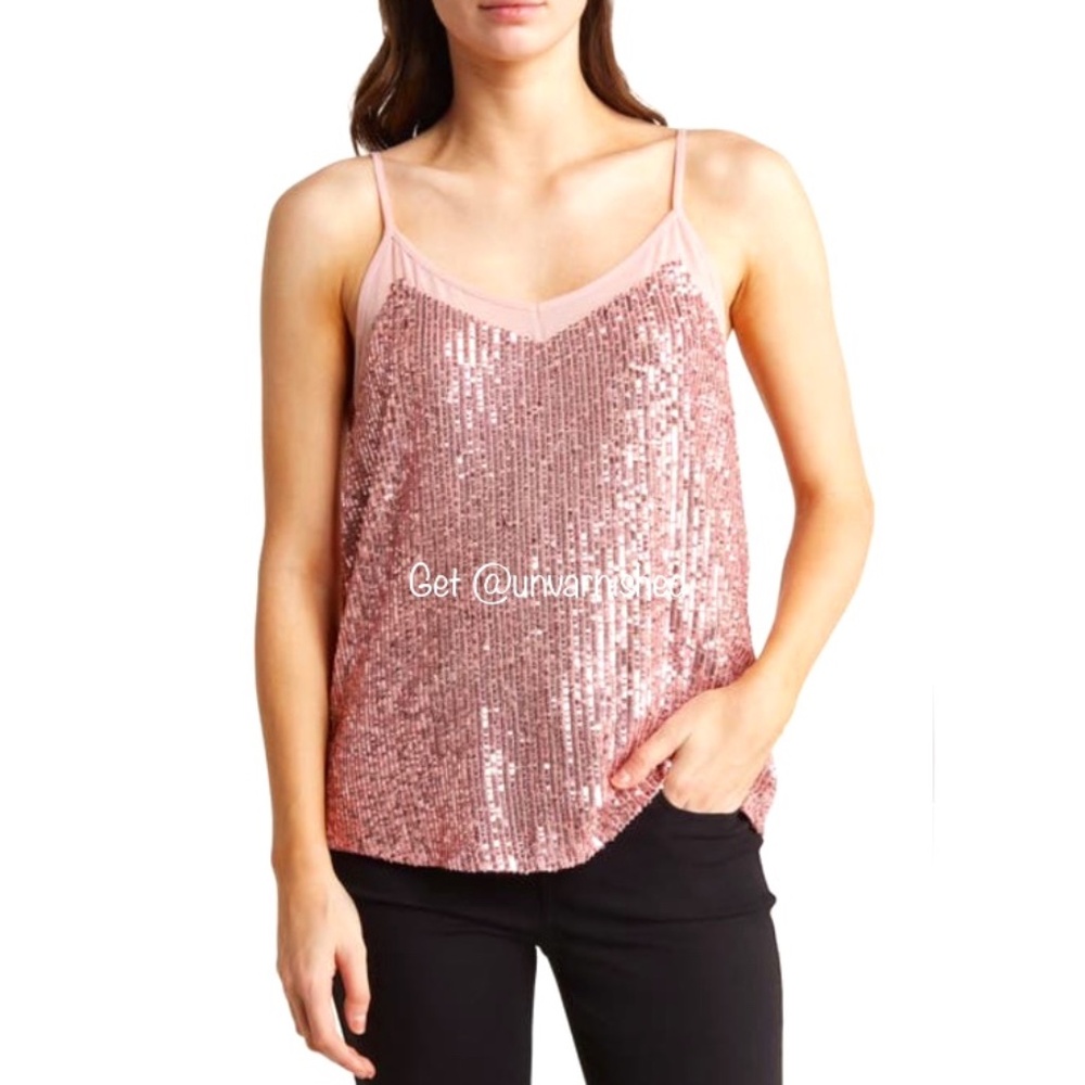 1.State Sequin Champagne Cami Tank